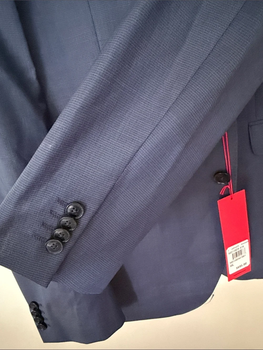 HUGO Men's Dark Blue Tailored Single-Breasted Suit